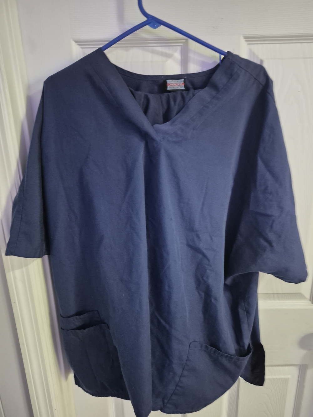 Women's Navy Blue Short Sleeve V-Neck Medical Top